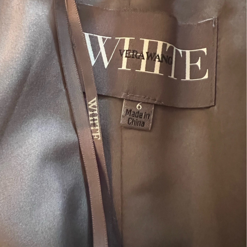 White by Vera Wang Charcoal Crepe Bridesmaid Dress Size 6 - Picture 6 of 10